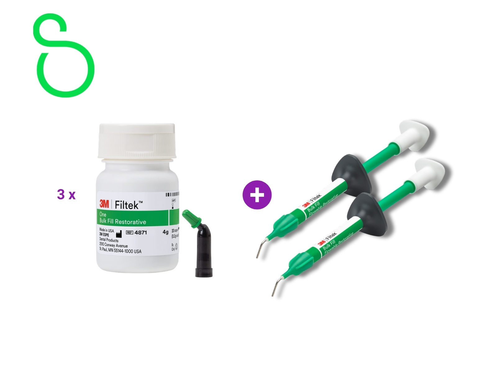 Zestaw: 3 x Filtek One Bulk Fill (20 x 0,2 g) + 1 x Filtek Bulk Fill Flowable 3M ESPE